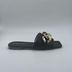 R-9 Stylish Womens Sandal with Gold Chain in Black, Tan, and White